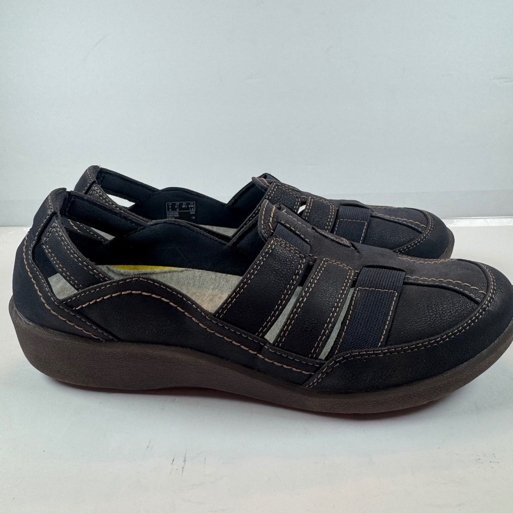 Clarks Cloudsteppers Navy Blue Slip On Loafers Womens 8.5 M Cushion Soft 23535 - Picture 3 of 9
